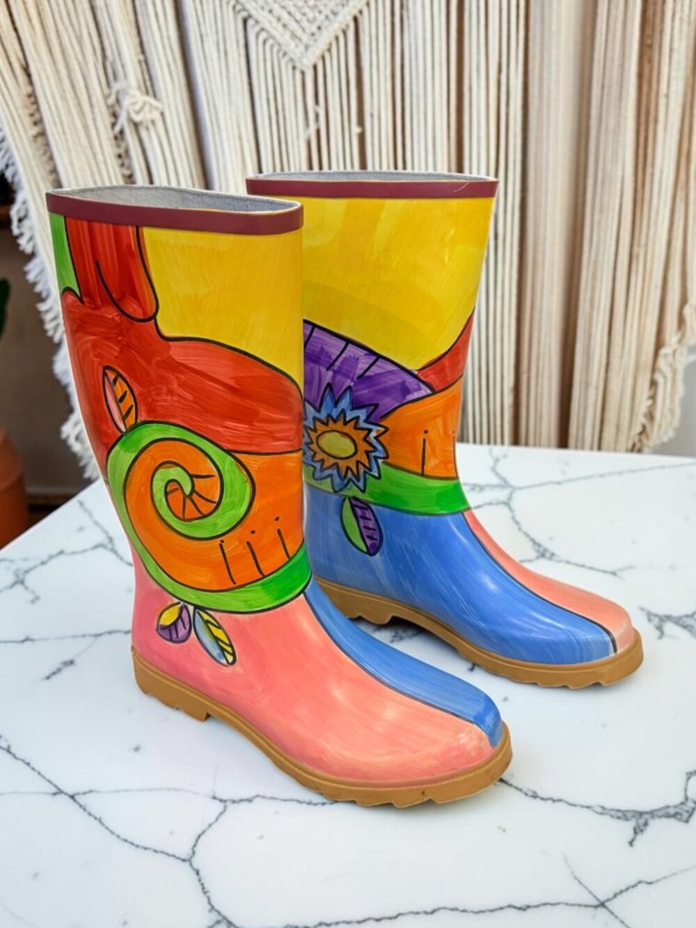 Corkys Women's Size 8 Painted Rubber Rain Boots